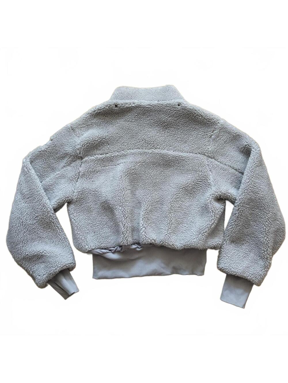 Alo Yoga Foxy Sherpa Jacket Fleece Zip Up Gray Women's Size Small **No Hood** - Picture 3 of 5